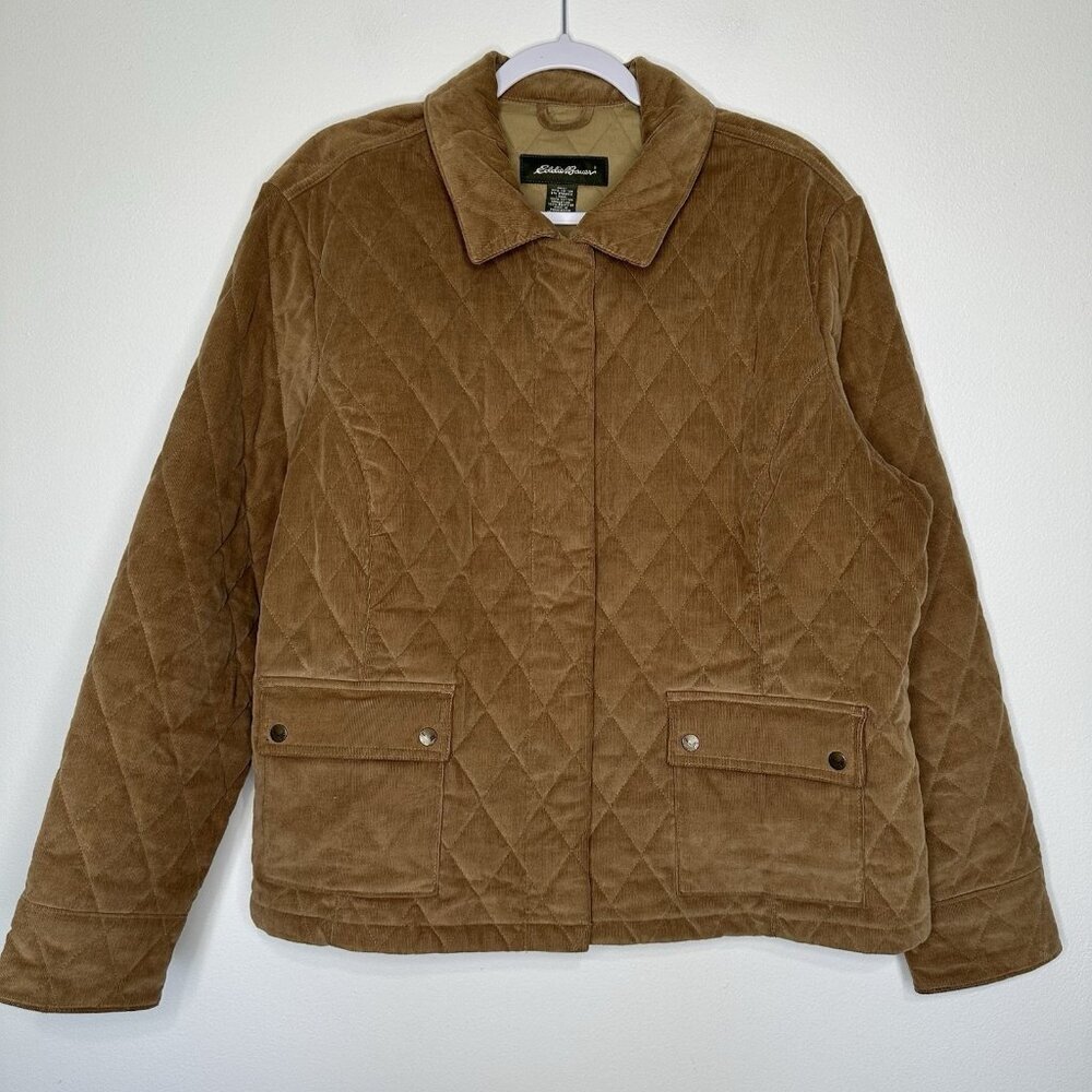 Eddie Bauer Quilted‎ Jacket 2XL Tan Corduroy Barn Chore